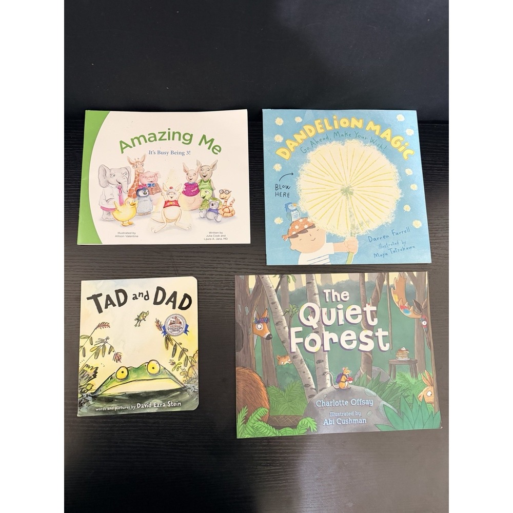 Lot of 4 Children's Picture Books Tad and Dad Dandelion Magic Quiet Forest Kids